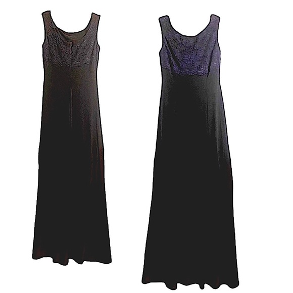 Lauren Ralph Lauren Dresses & Skirts - LRL Mob Wife Sophisticated Evening Maxi W6 Black Sleeveless Embroider Lace Sleek
